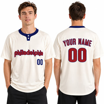 Custom Philadelphia Two-Button Baseball Jersey – Premium Alternate Style, Personalized Name & Number for Men, Women & Youth-1