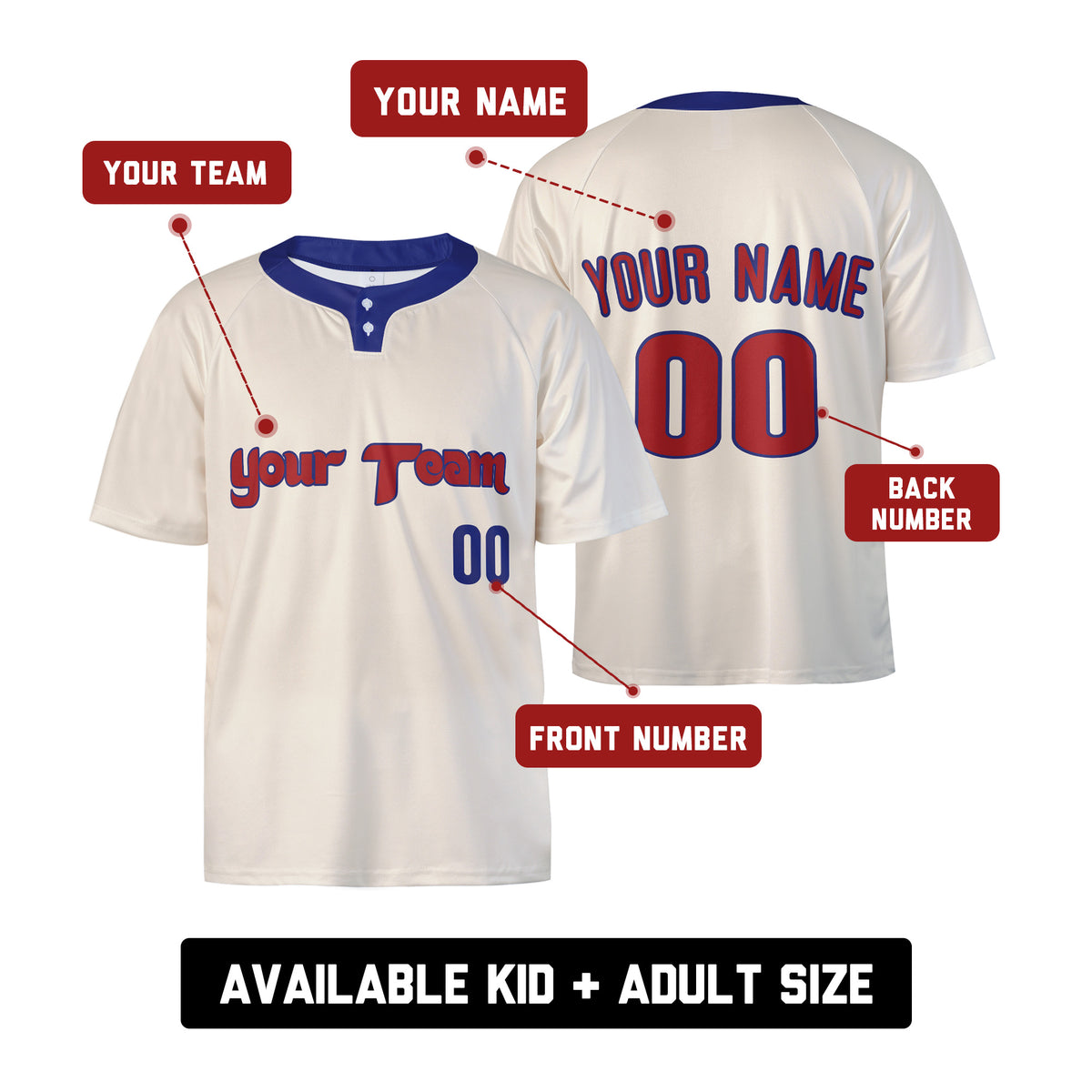Custom Philadelphia Two-Button Baseball Jersey – Premium Alternate Style, Personalized Name & Number for Men, Women & Youth-2