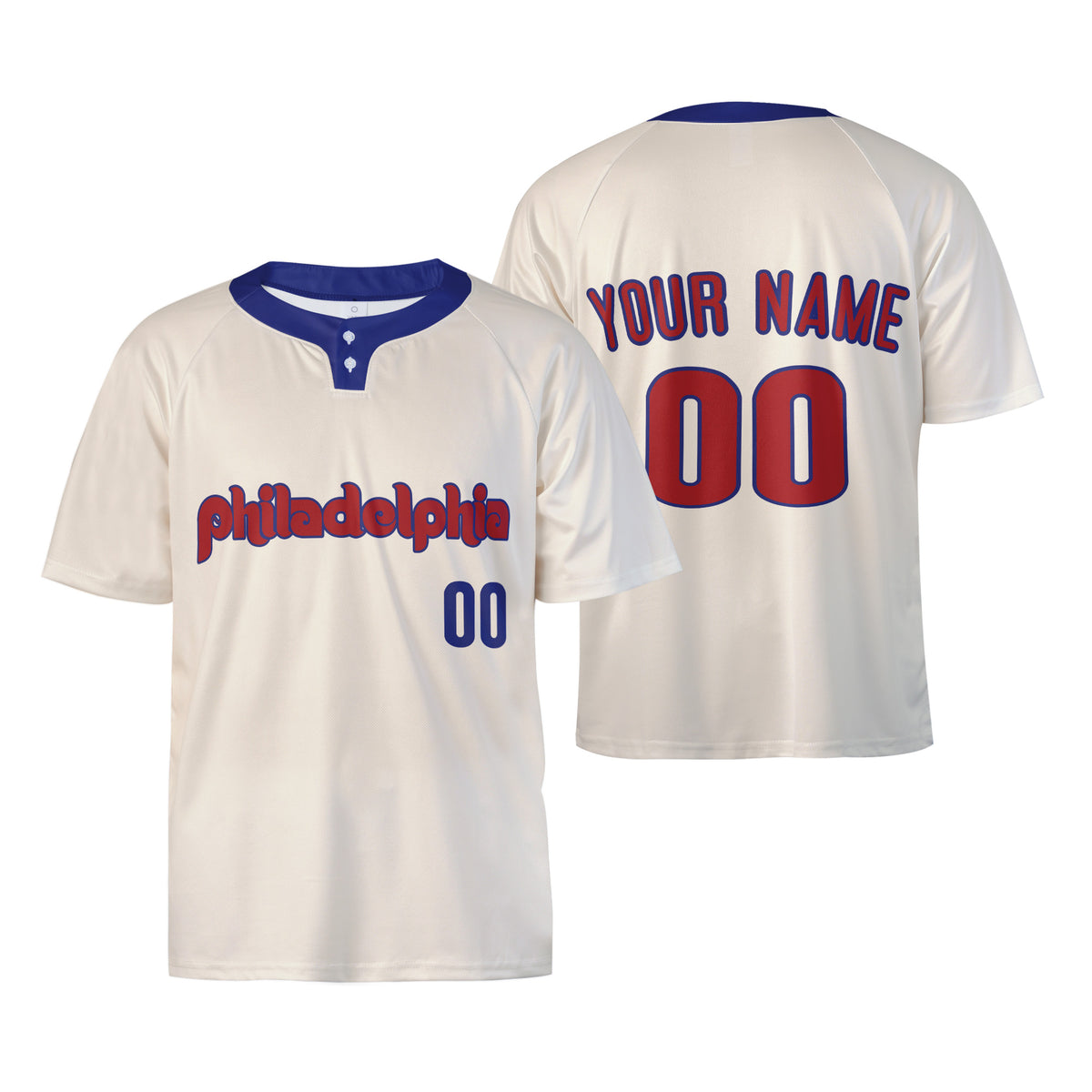 Custom Philadelphia Two-Button Baseball Jersey – Premium Alternate Style, Personalized Name & Number for Men, Women & Youth-3