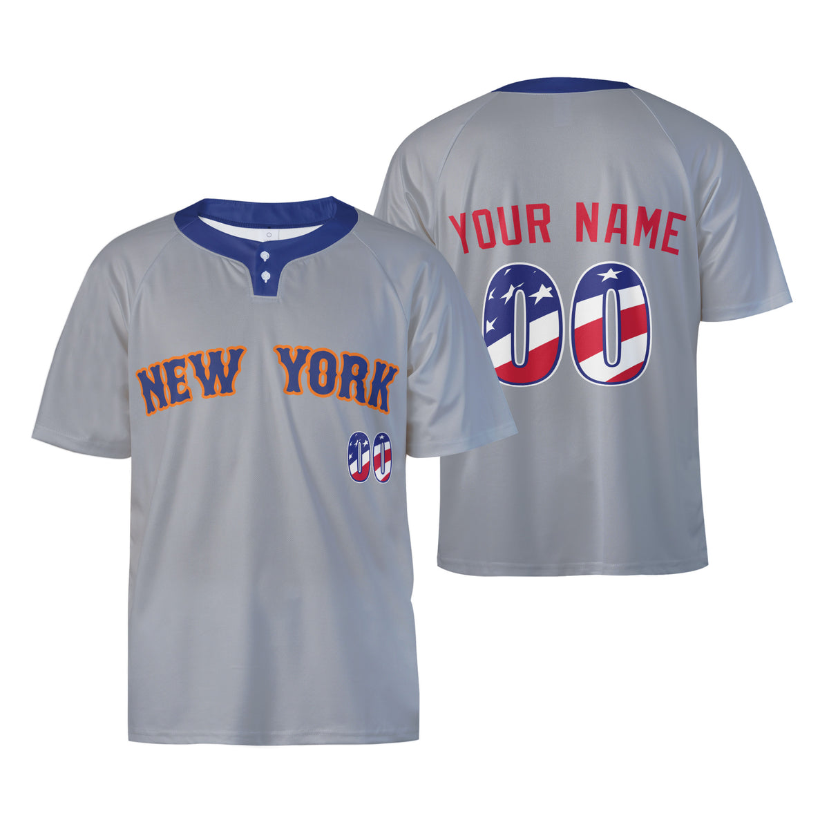 Custom Queens Two-Button Baseball Jersey – USA 250th Fourth of July Stadium Style, Personalized Name & Number for Men, Women & Youth-3
