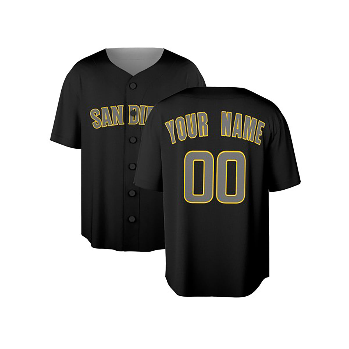 Custom San Diego Baseball Jersey – Black Pop Fashion Style, Personalized Name & Number for Kids & Adults-3