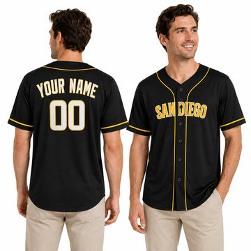 Custom San Diego Baseball Jersey – Blackout Style, Personalized Name & Number for Kids & Adults-1
