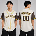 Custom San Diego Baseball Jersey – Cream Brown Two-Tone Fashion Style, Personalized Name & Number for Kids & Adults-1
