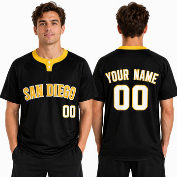Custom San Diego Two-Button Baseball Jersey – Blackout Style, Personalized Name & Number for Men, Women & Youth-1