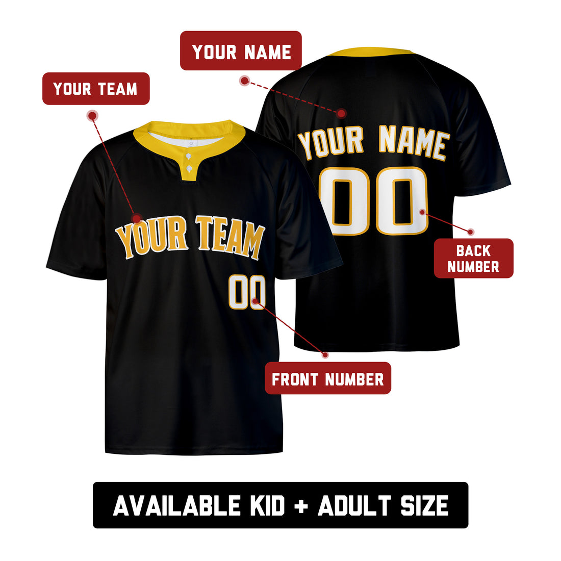 Custom San Diego Two-Button Baseball Jersey – Blackout Style, Personalized Name & Number for Men, Women & Youth-1