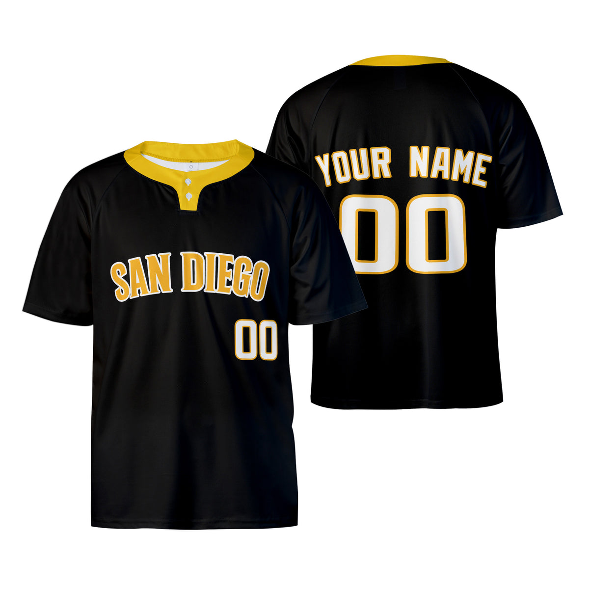 Custom San Diego Two-Button Baseball Jersey – Blackout Style, Personalized Name & Number for Men, Women & Youth-3