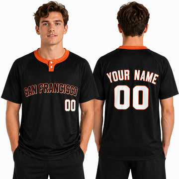 Custom San Francisco Two-Button Baseball Jersey – Blackout Style, Personalized Name & Number for Men, Women & Youth-1