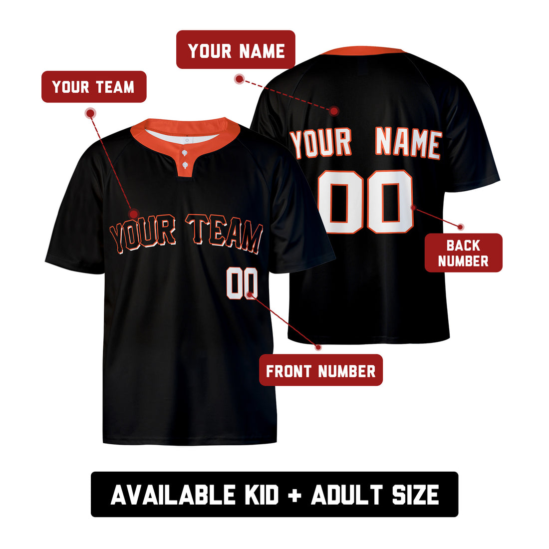 Custom San Francisco Two-Button Baseball Jersey – Blackout Style, Personalized Name & Number for Men, Women & Youth-1