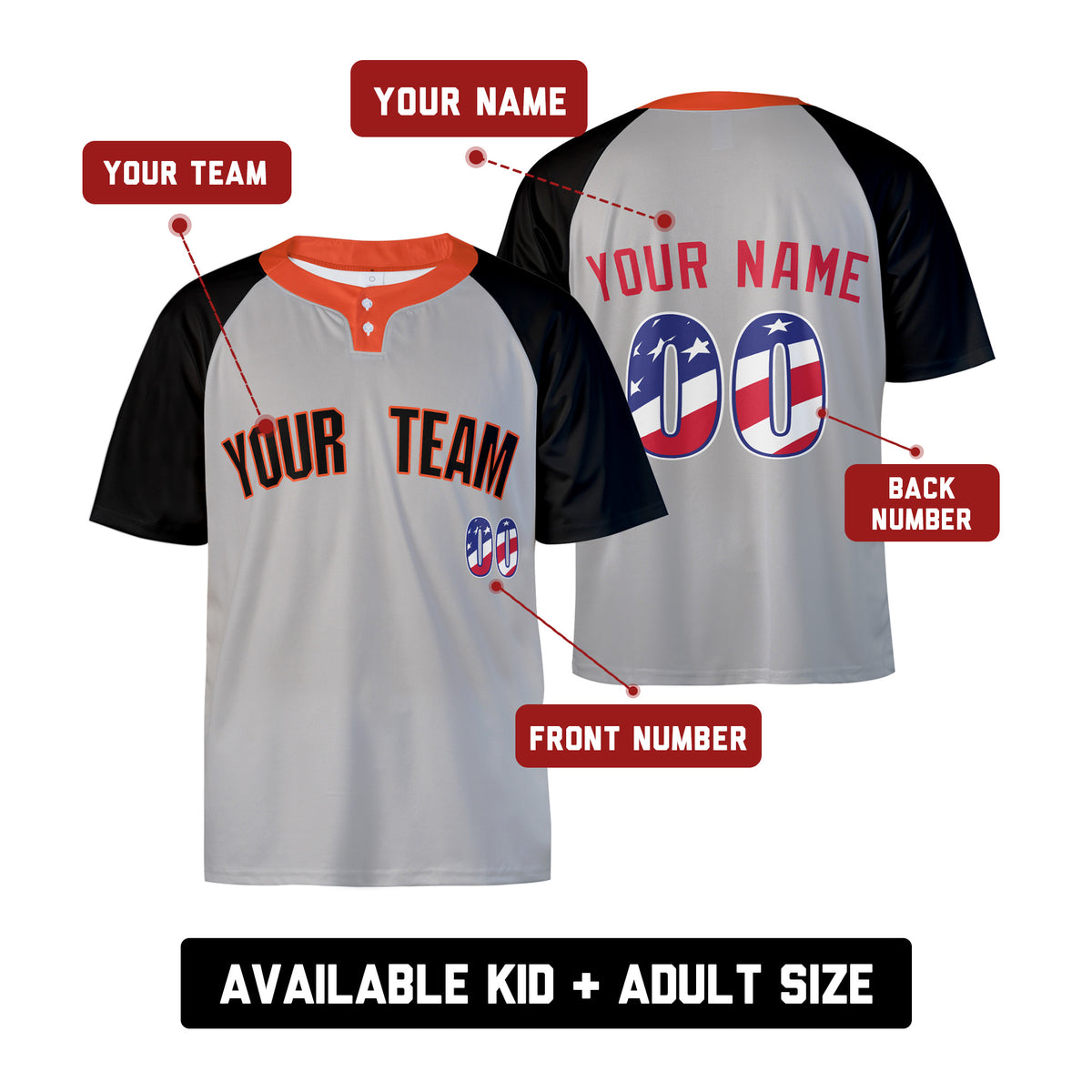 Custom San Francisco Two-Button Baseball Jersey – USA 250th Fourth of July Stadium Style, Personalized Name & Number for Men, Women & Youth-2