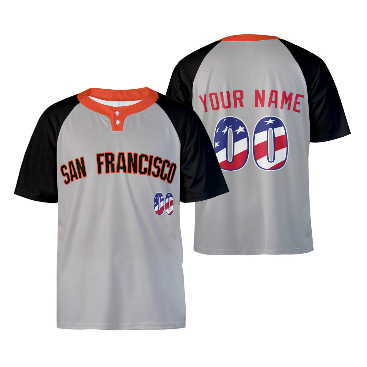 Custom San Francisco Two-Button Baseball Jersey – USA 250th Fourth of July Stadium Style, Personalized Name & Number for Men, Women & Youth-3