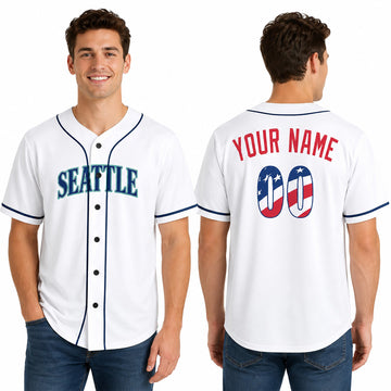 Custom Seattle Baseball Jersey – USA 250th Anniversary Fourth of July Style, Personalized Name & Number-1