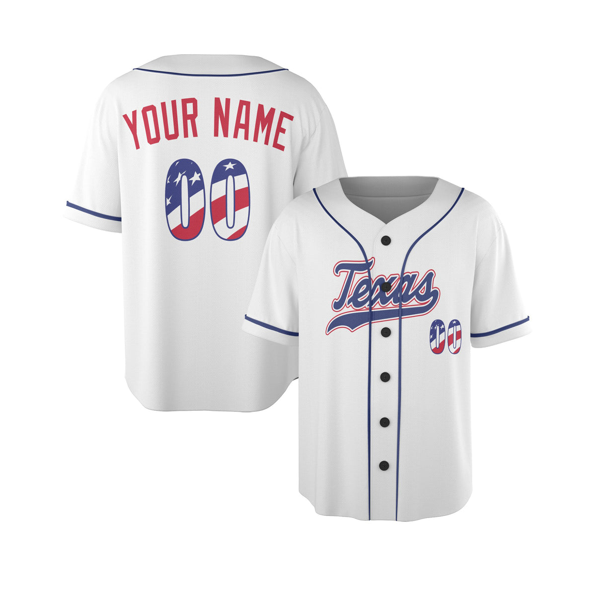 Custom Texas Baseball Jersey – USA 250th Anniversary Fourth of July Style, Personalized Name & Number-3