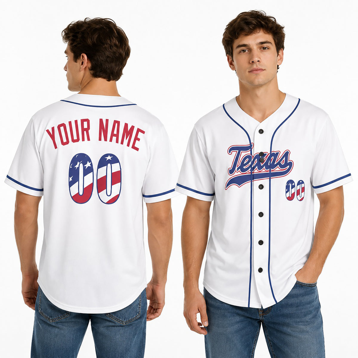 Custom Texas Baseball Jersey – USA 250th Anniversary Fourth of July Style, Personalized Name & Number-1
