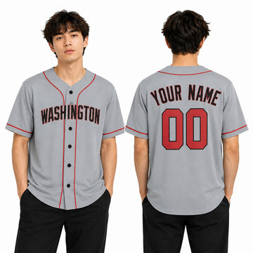 Custom Washington Baseball Jersey for Kids Adults Road Style, Personalized Name Number Shirt-1