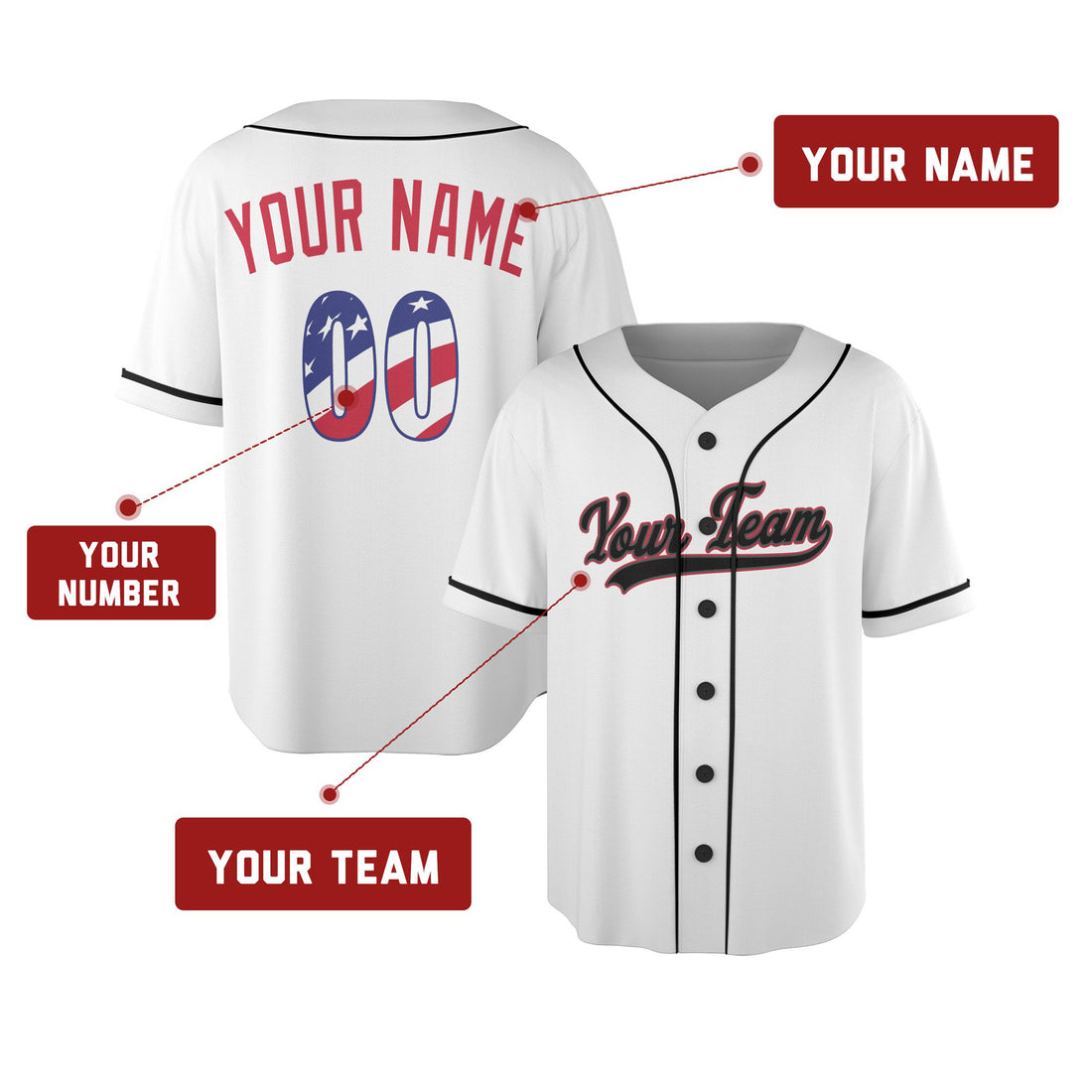 Custom Washington Baseball Jersey – USA 250th Anniversary Fourth of July Style, Personalized Name & Number