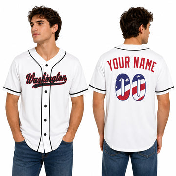 Custom Washington Baseball Jersey – USA 250th Anniversary Fourth of July Style, Personalized Name & Number