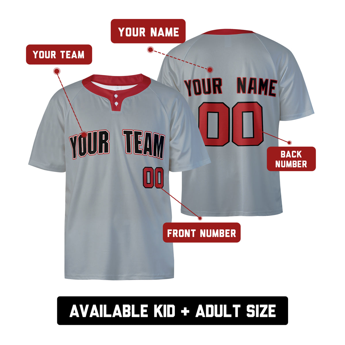 Custom Washington Two-Button Baseball Jersey – Road-Inspired Style, Personalized Name & Number for Men, Women & Youth-2
