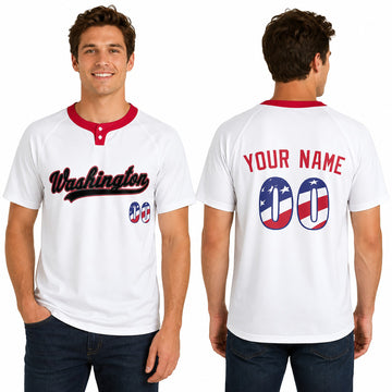 Custom Washington Two-Button Baseball Jersey – USA 250th Fourth of July Stadium Style, Personalized Name & Number for Men, Women & Youth-1