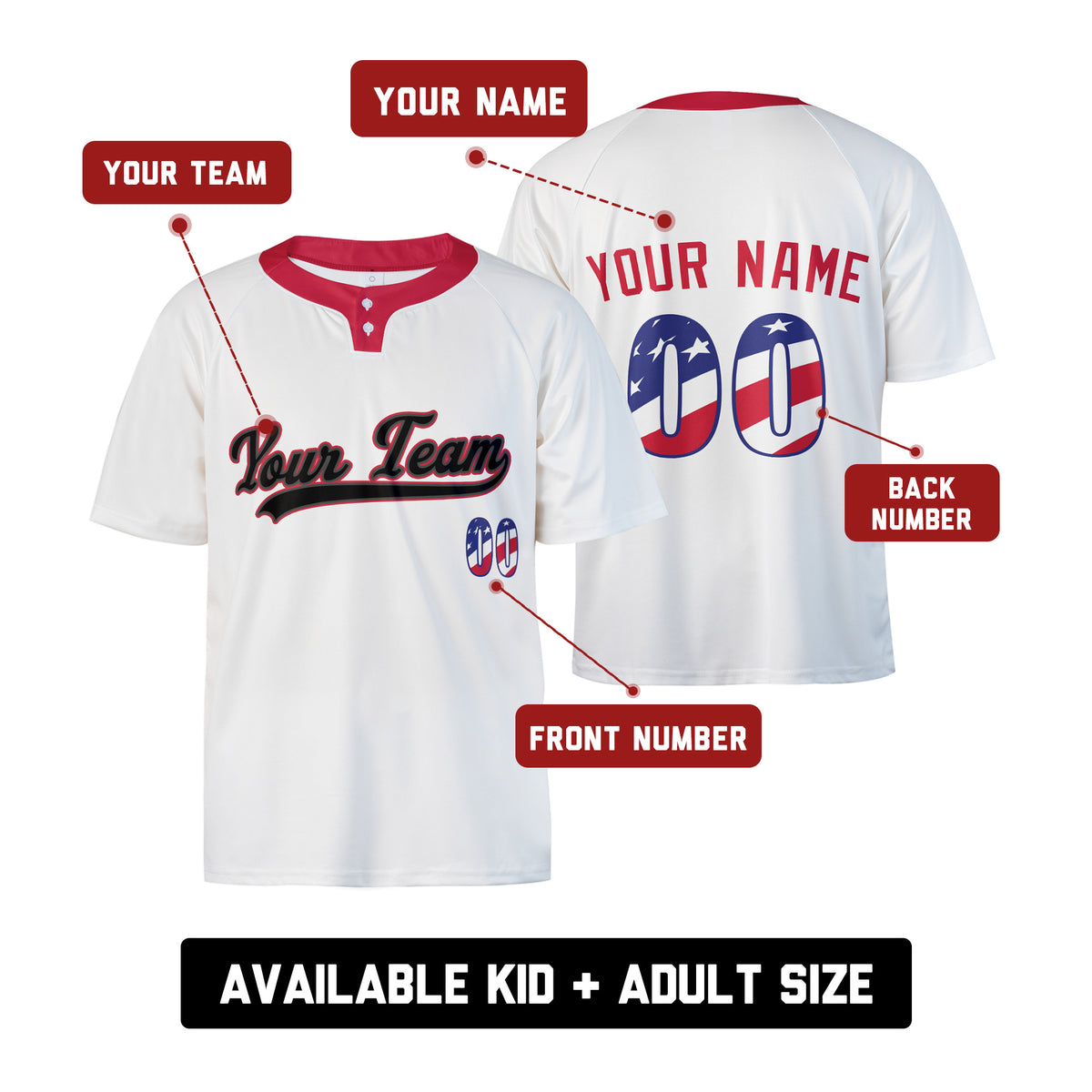 Custom Washington Two-Button Baseball Jersey – USA 250th Fourth of July Stadium Style, Personalized Name & Number for Men, Women & Youth-2