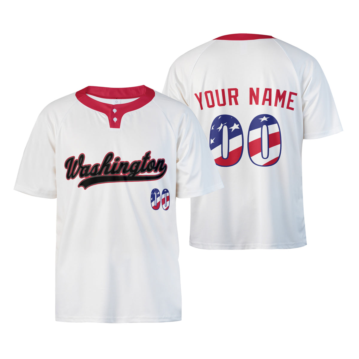 Custom Washington Two-Button Baseball Jersey – USA 250th Fourth of July Stadium Style, Personalized Name & Number for Men, Women & Youth-3