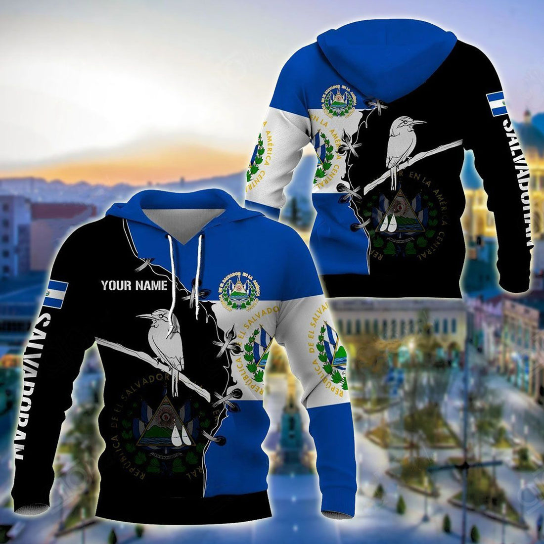 FUNSTUFFPRINT Customize El Salvador Coat Of Arms Unisexs 3D Hoodie and Zip Hoodie