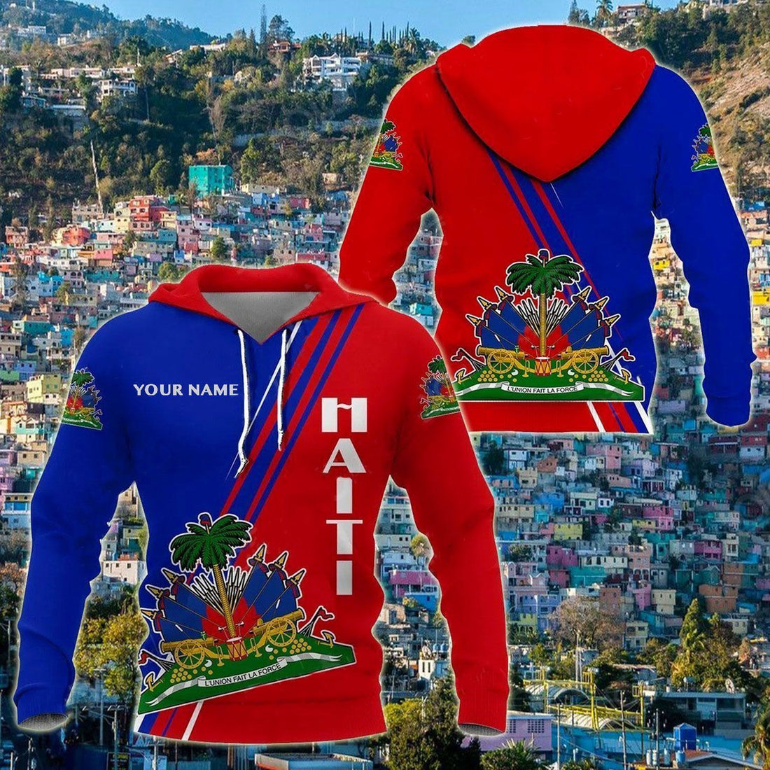 FUNSTUFFPRINT Customize Haiti Coat Of Arms Flag 3D Hoodie and Zip Hoodie