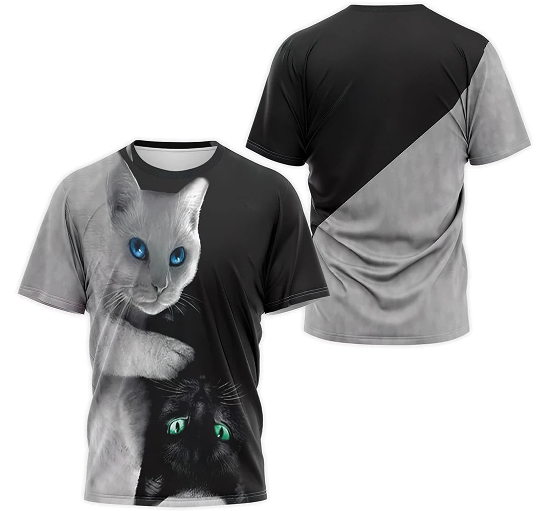 FUNSTUFFPRINT Personalized T-Shirt, Hoodie - Lunisolar White Cat Cat 3D T-shirt