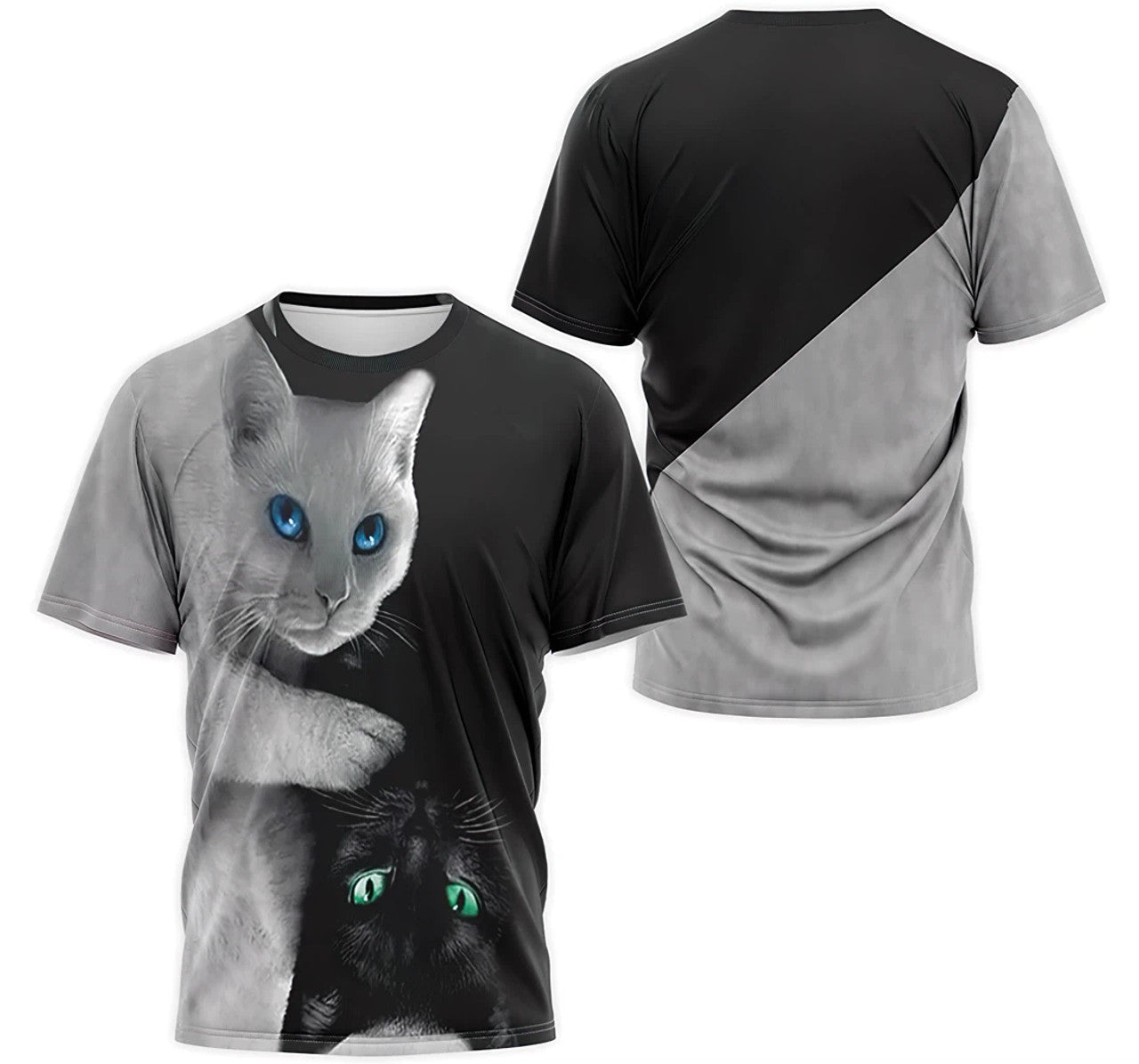 FUNSTUFFPRINT Personalized T-Shirt, Hoodie - Lunisolar White Cat Cat 3D T-shirt