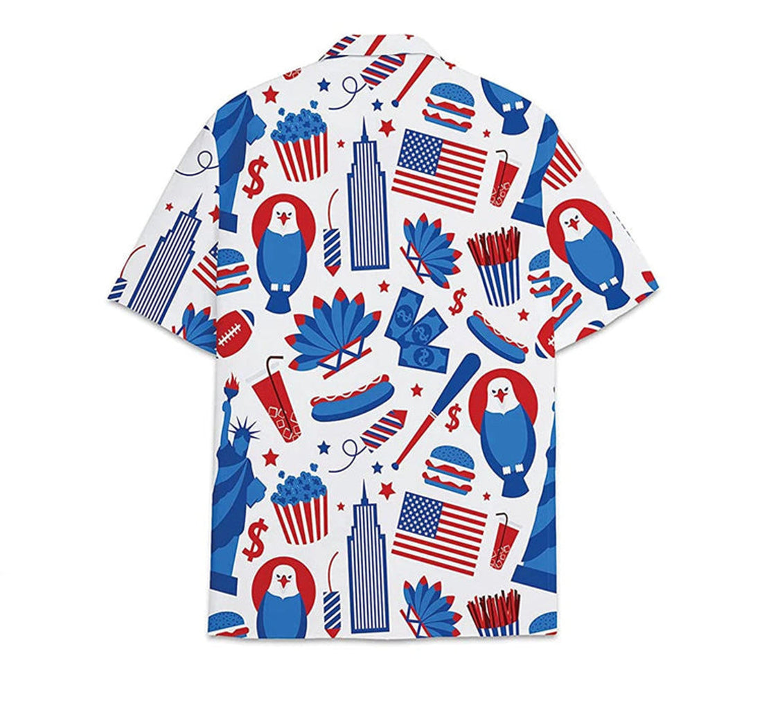 American Short Tall Button Hawaiian Shirt, Button Up Aloha Shirt For Men, Women