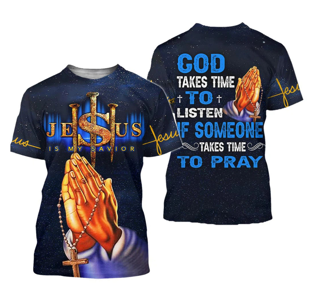 FUNSTUFFPRINT Personalized Jesus Is My Savior â€“ Pray Jesus Clothes Jesus Jesus Christian - 3D Printed T-shirt