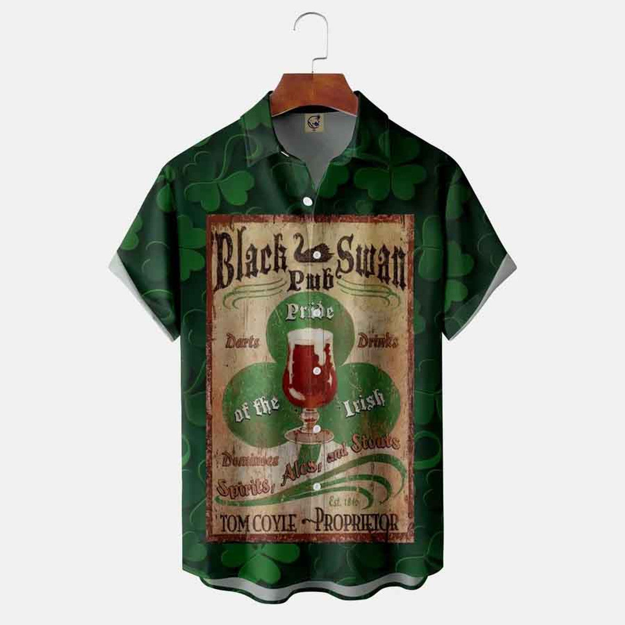 St. Patrick's Day Chest Pocket Short Sleeve Casual Shirt, St. Patrick's Day Shamrocks shirt