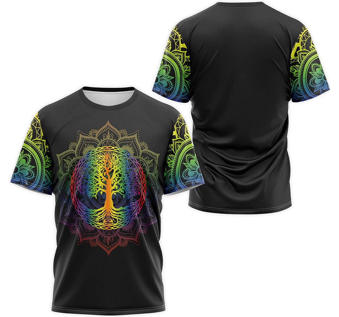 FUNSTUFFPRINT Personalized T-Shirt, Hoodie - Multicolor Tree Mandala 3D T-shirt