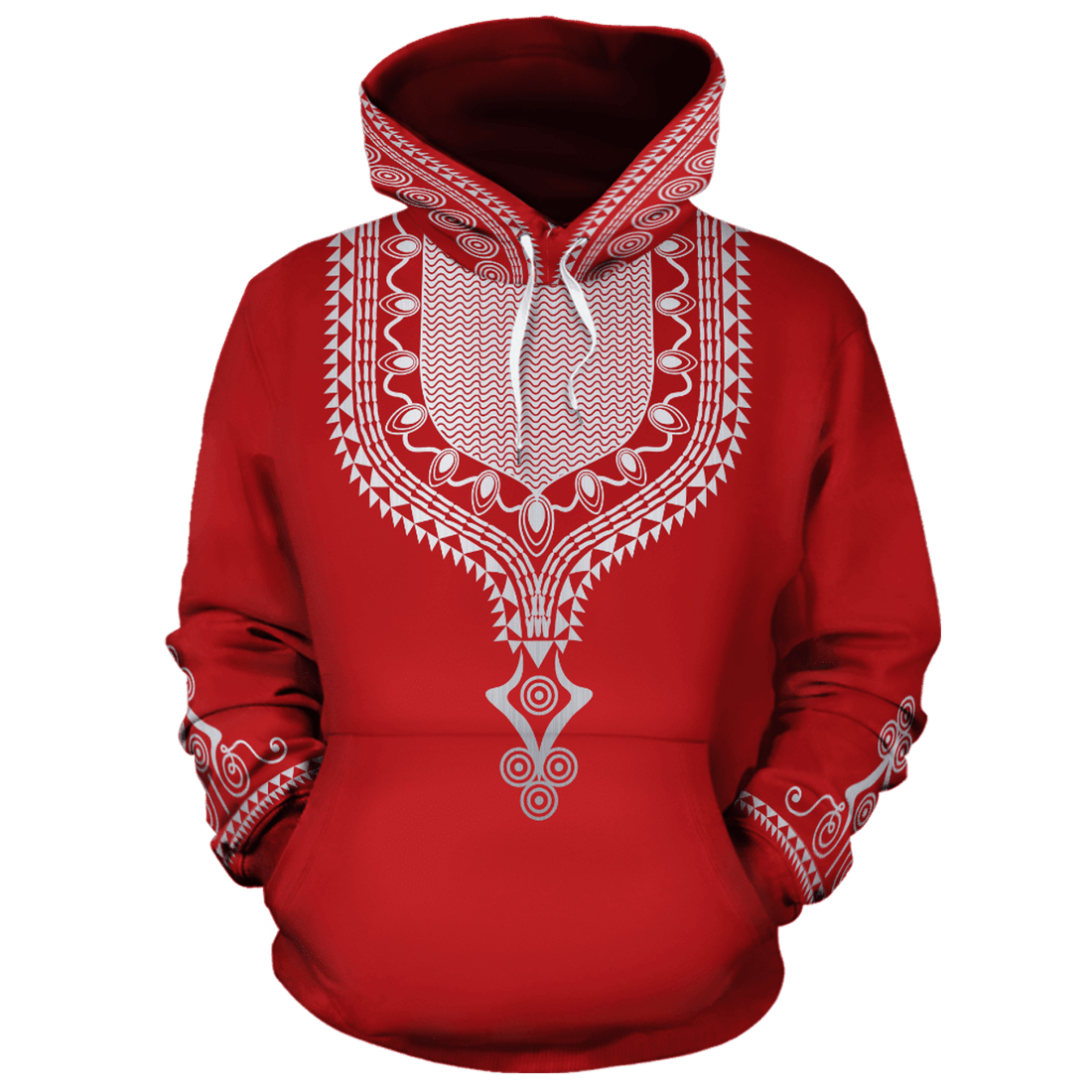 FUNSTUFFPRINT Dashiki Color Red All Over 3D Hoodie and Zip Hoodie