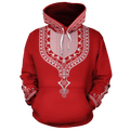 FUNSTUFFPRINT Dashiki Color Red All Over 3D Hoodie and Zip Hoodie