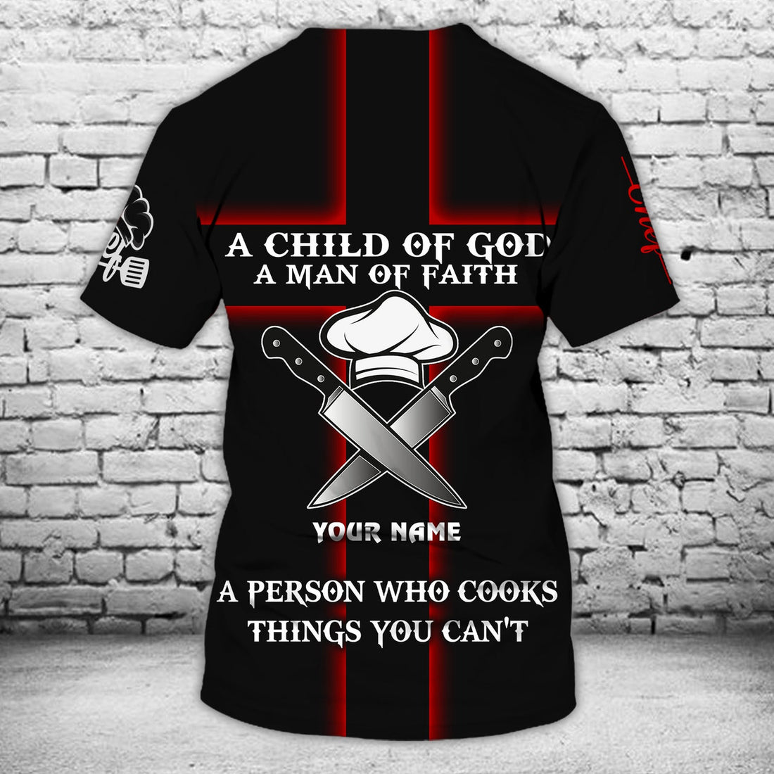 FUNSTUFFPRINT Chef, Jesus, Personalized Name 3D T-shirt
