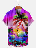 Coconuts And Flamingos Casual Loose Men's Plus Size Short-Sleeved hawaiian Shirt