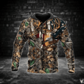 FUNSTUFFPRINT Deer Hunting Camo Brown Flag 3D Hoodie and Zip Hoodie