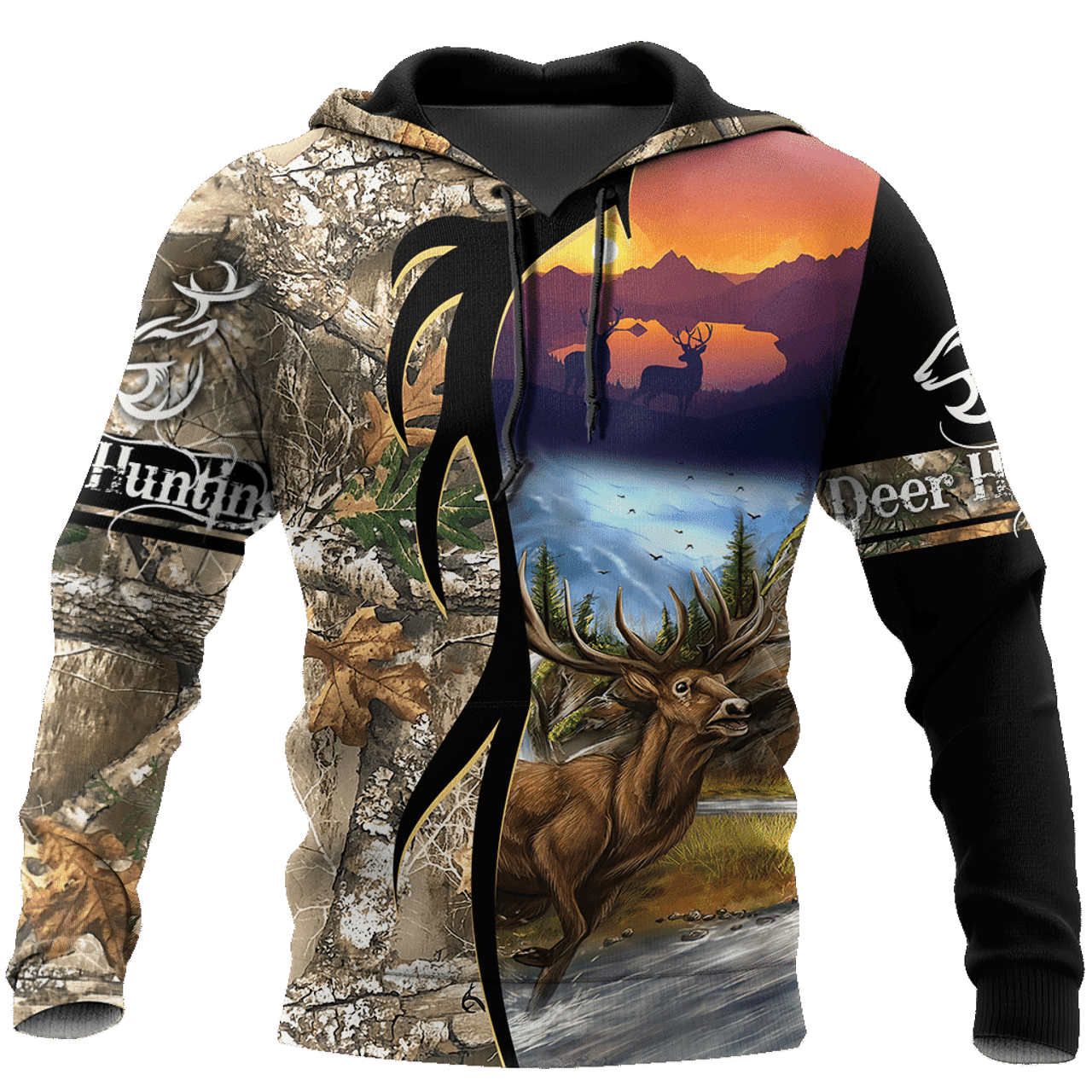 FUNSTUFFPRINT Deer Hunting Camouflage 3D Hoodie and Zip Hoodie