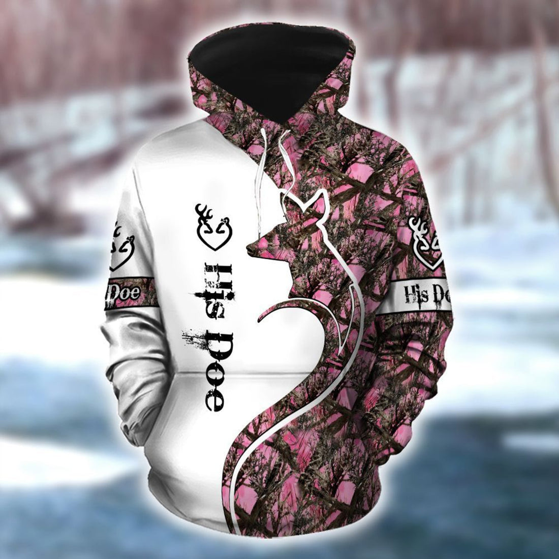 FUNSTUFFPRINT Deer Hunting His Doe Her Buck Cool 3D Hoodie and Zip Hoodie