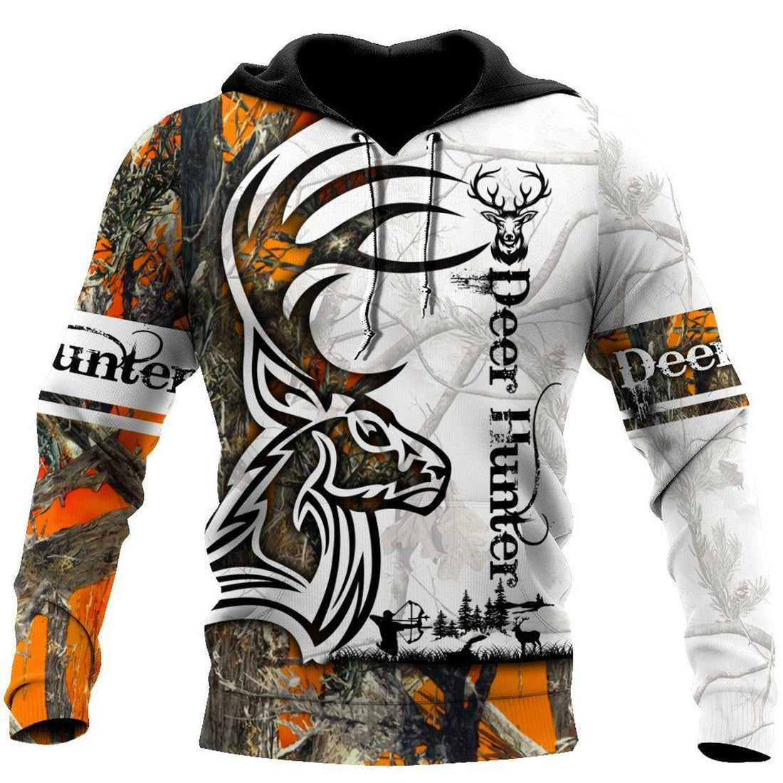 FUNSTUFFPRINT Deer Hunting Tattoo Camo 3D Hoodie and Zip Hoodie