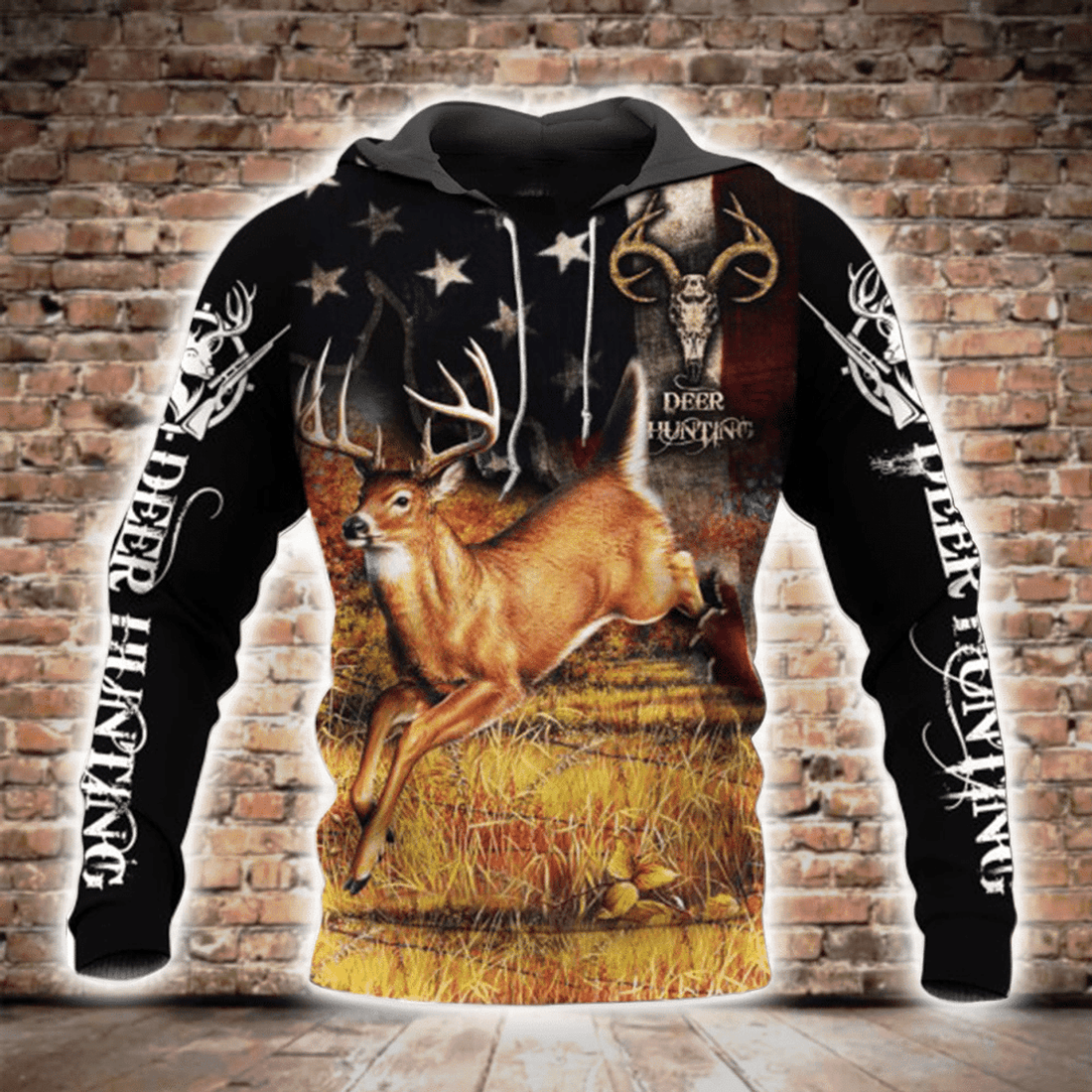 FUNSTUFFPRINT Black Deer Hunting Unisex 3D Hoodie and Zip Hoodie