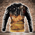 FUNSTUFFPRINT Black Deer Hunting Unisex 3D Hoodie and Zip Hoodie