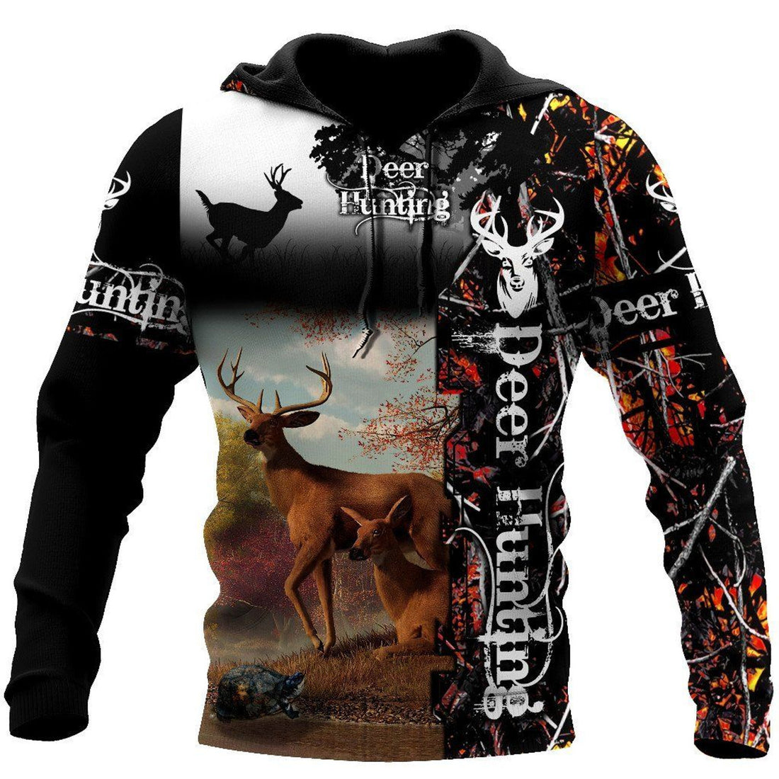 FUNSTUFFPRINT Deer Hunting V Camo 3D Hoodie and Zip Hoodie