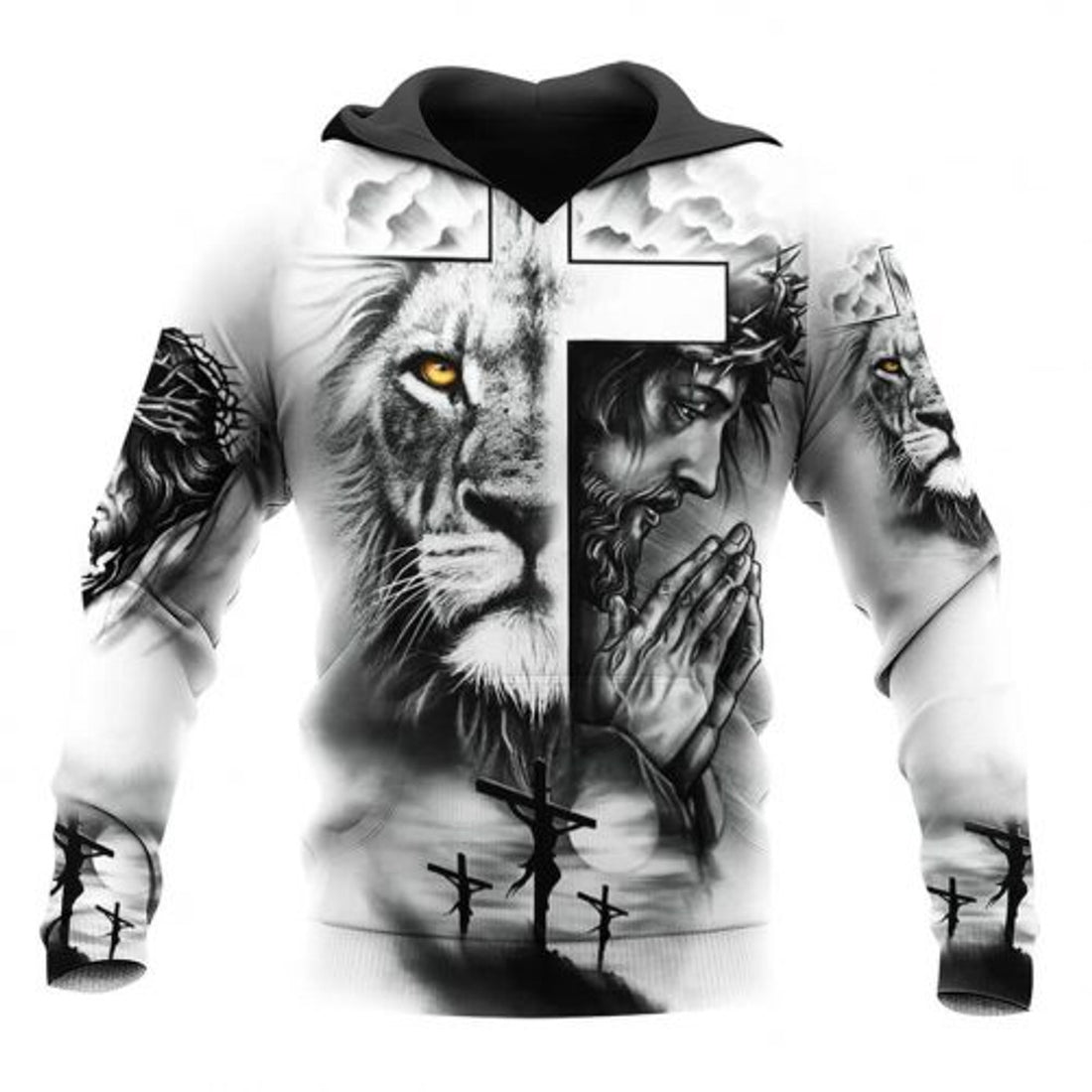 FUNSTUFFPRINT Jesus And Lion 3D Hoodie and Zip Hoodie