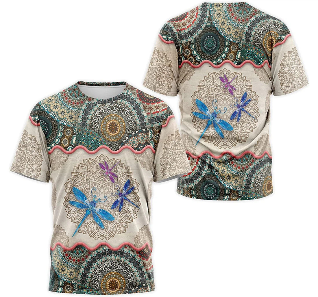 FUNSTUFFPRINT Personalized T-Shirt, Hoodie - Dragonfly Floral Mandala 3D T-shirt