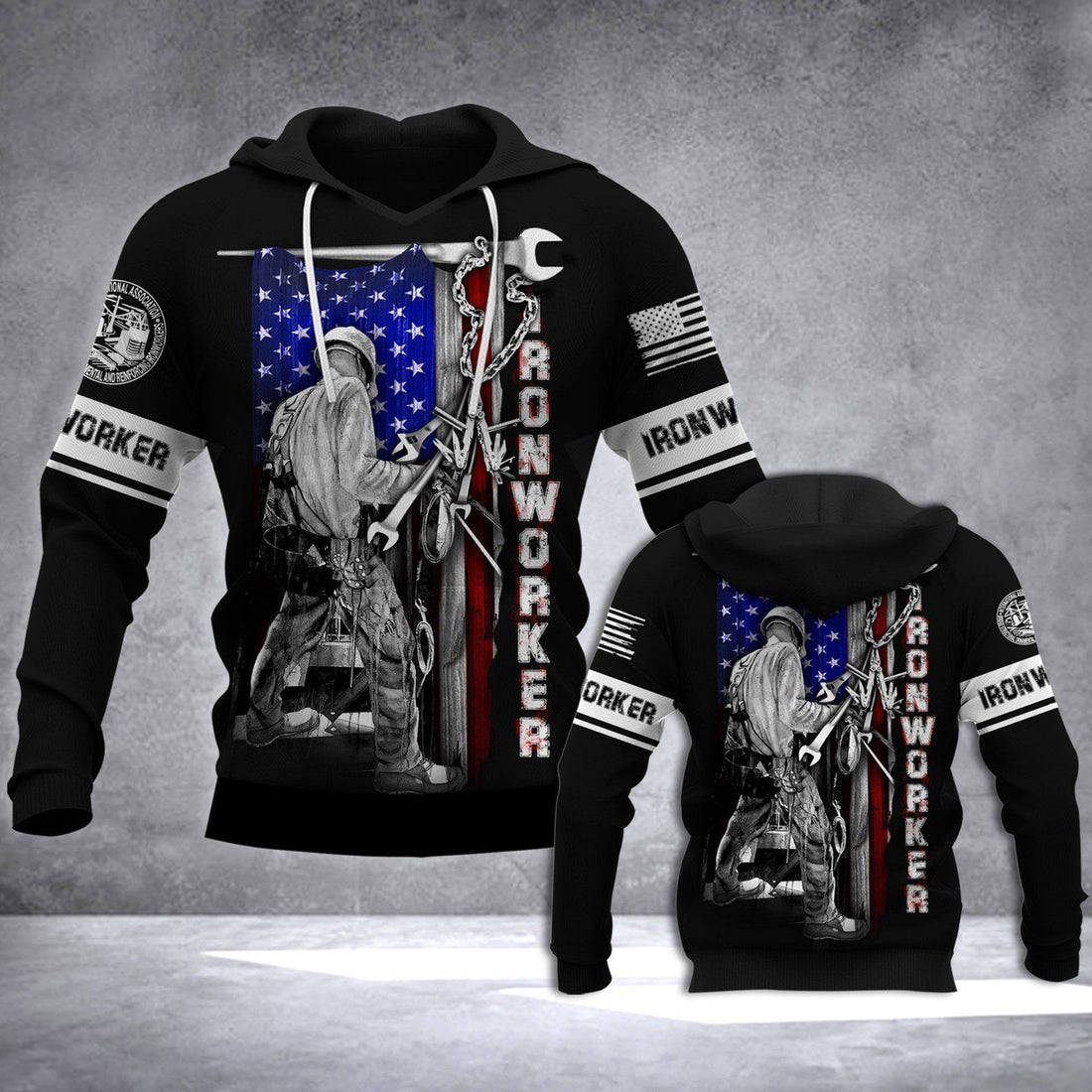 FUNSTUFFPRINT DH IRONWORKER FLAG 3D Hoodie and Zip Hoodie