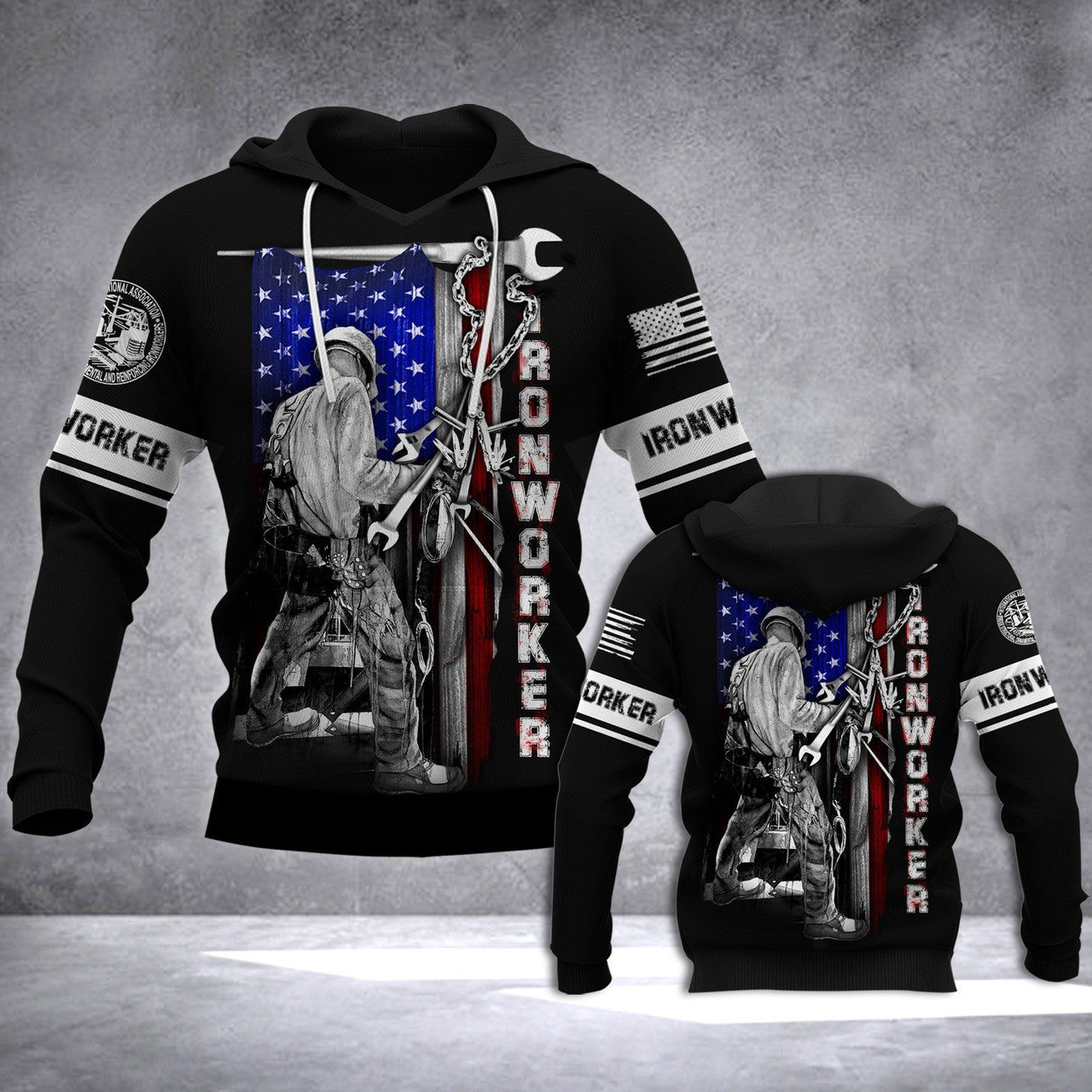 FUNSTUFFPRINT DH IRONWORKER FLAG 3D Hoodie and Zip Hoodie