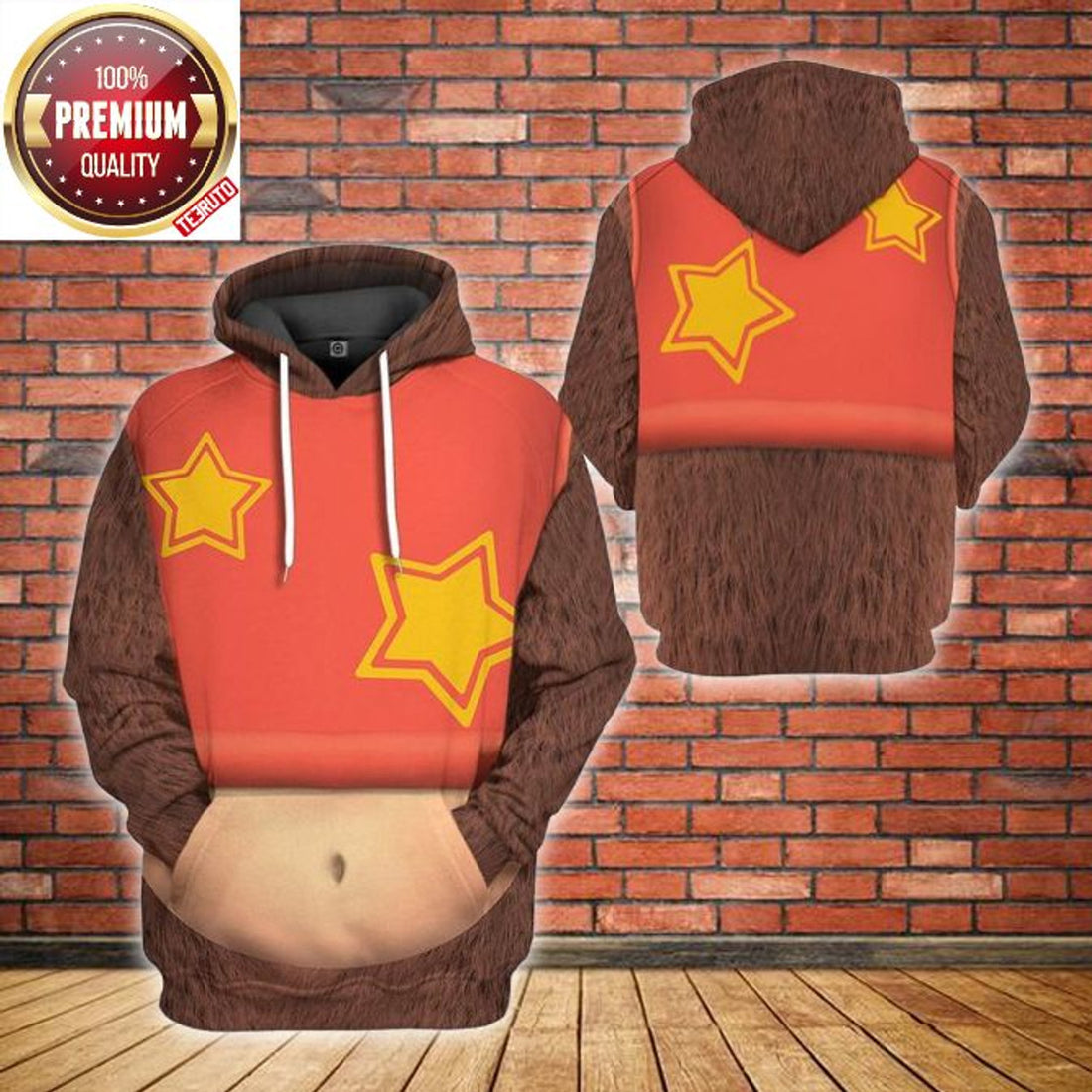 FUNSTUFFPRINT Diddy Kong , Mario Video Game 3D Hoodie and Zip Hoodie