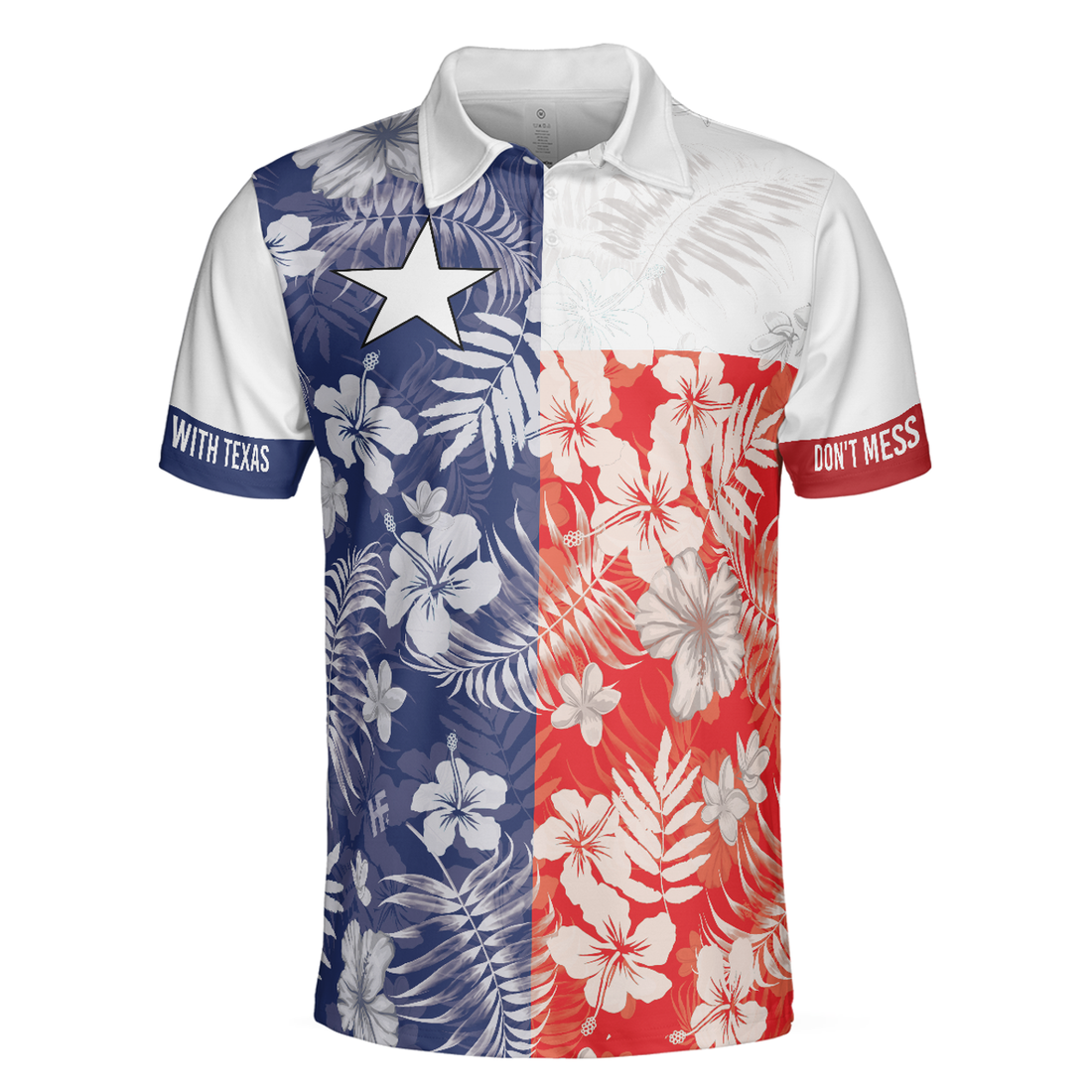 Don't Mess With Texas Flag Tropical Texas Polo Shirt, Texas Bluebonnet Shirt For Men