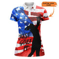 Custom Womens Patriotic Golf Polo Shirt American Flag Just Golf It Custom Name Golf Gifts For Women, Perfect Gift For Women